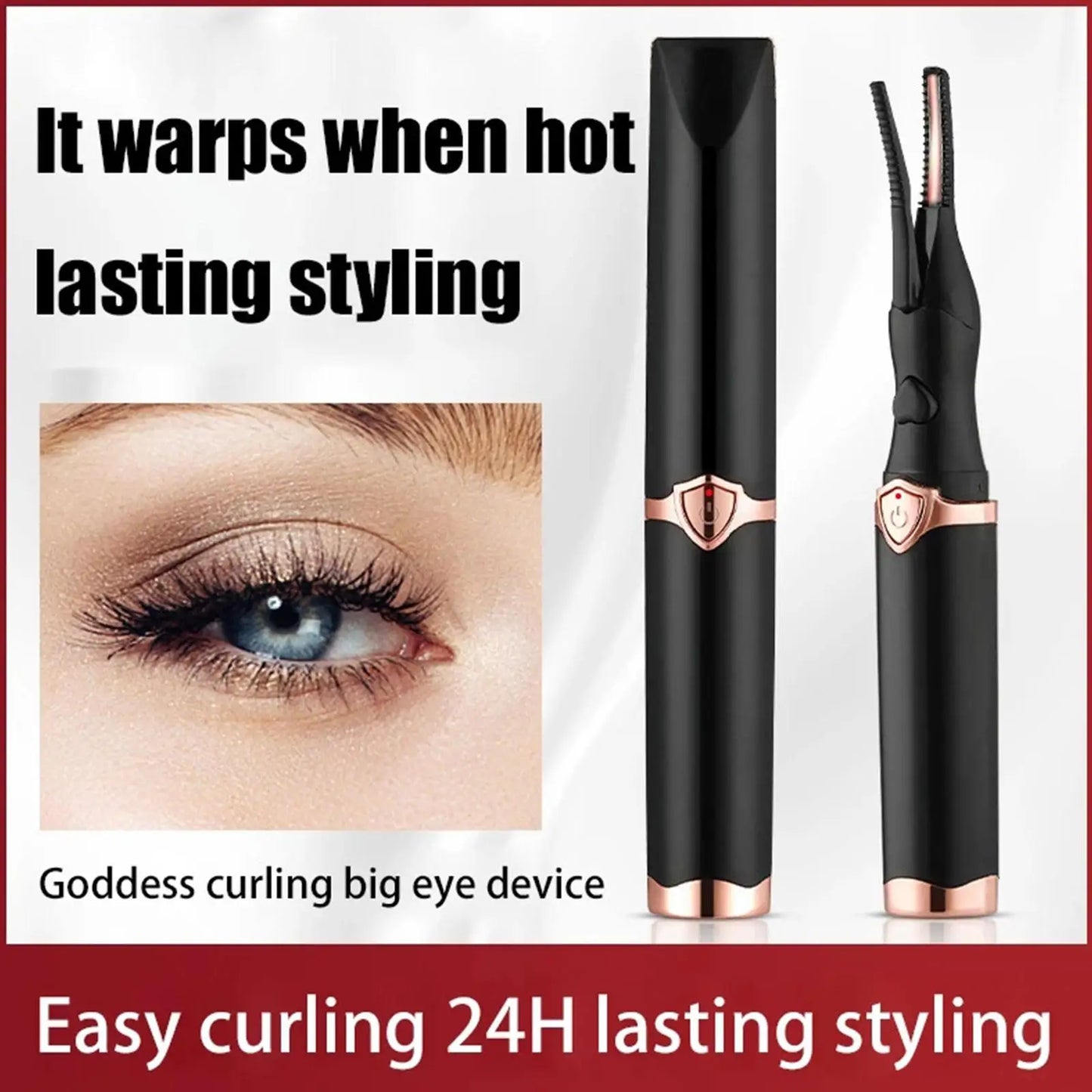 Electric Heated Eyelash Curler USB Rechargeable Eyelashes Curler Quick Heating Natural Eyelash Curler Long Lasting Makeup