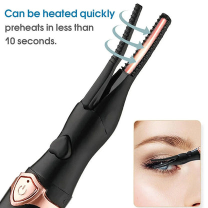 Electric Heated Eyelash Curler USB Rechargeable Eyelashes Curler Quick Heating Natural Eyelash Curler Long Lasting Makeup